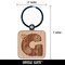 Sweet and Cute Flowers Rounded Block Letter G Engraved Wood Square Keychain Tag Charm